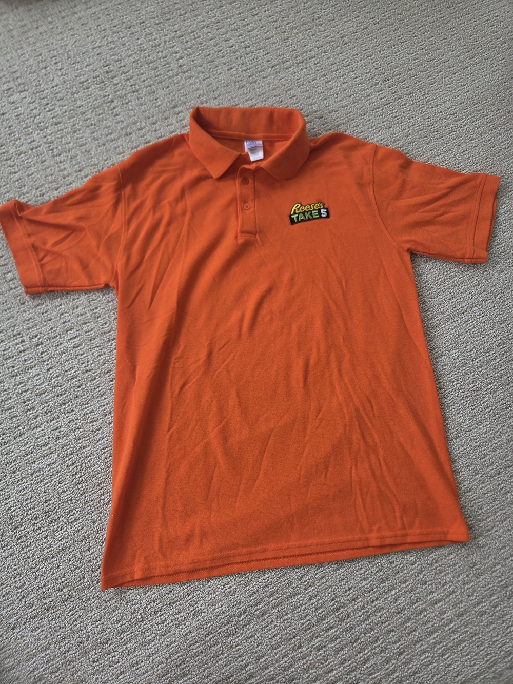 Reese's Take 5 Orange Polo Shirt — Short Sleeve Collared Tee